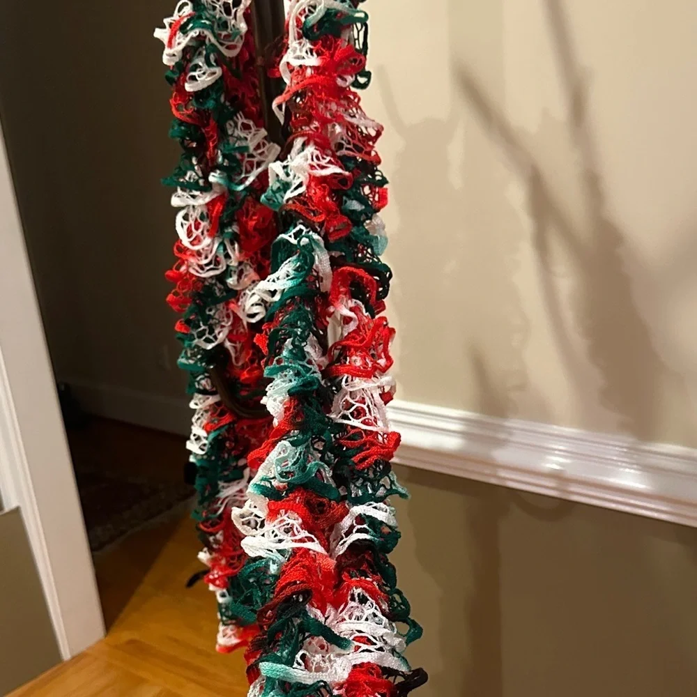 Festive Red, Green, and White Knit Scarf